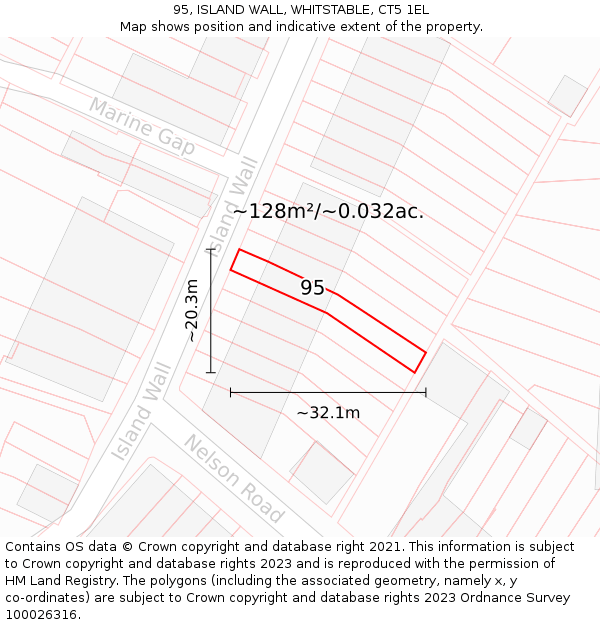 95, ISLAND WALL, WHITSTABLE, CT5 1EL: Plot and title map