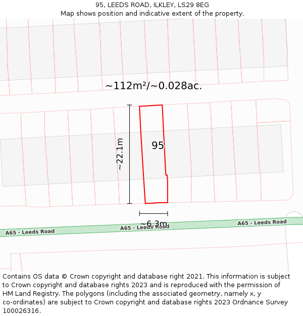 95, LEEDS ROAD, ILKLEY, LS29 8EG: Plot and title map