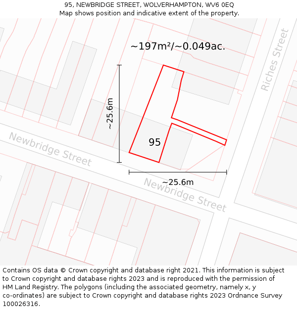 95, NEWBRIDGE STREET, WOLVERHAMPTON, WV6 0EQ: Plot and title map