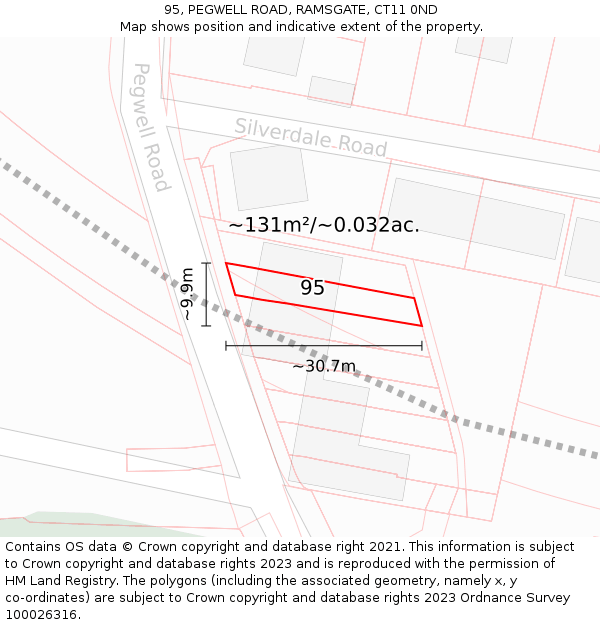 95, PEGWELL ROAD, RAMSGATE, CT11 0ND: Plot and title map