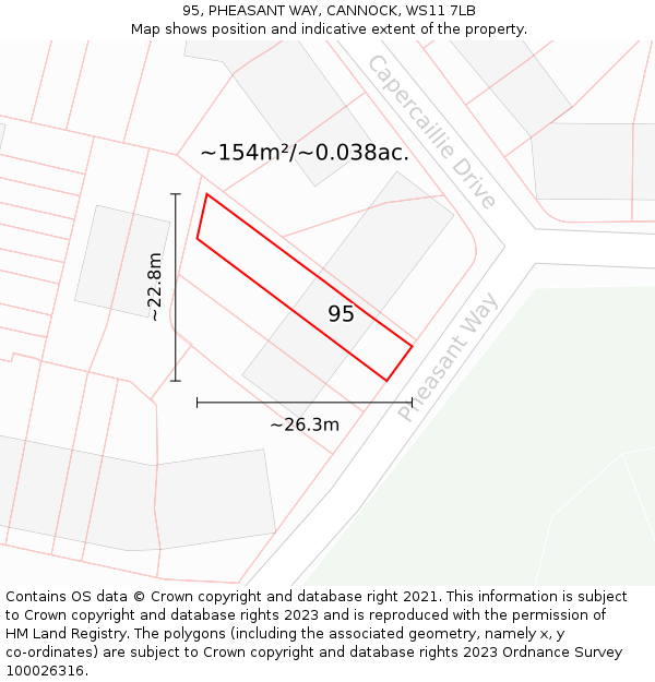 95, PHEASANT WAY, CANNOCK, WS11 7LB: Plot and title map