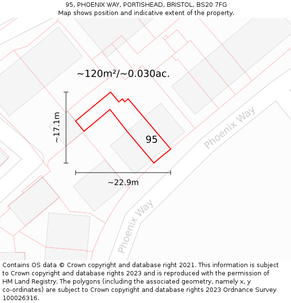 95, PHOENIX WAY, PORTISHEAD, BRISTOL, BS20 7FG: Plot and title map