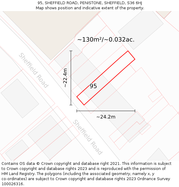 95, SHEFFIELD ROAD, PENISTONE, SHEFFIELD, S36 6HJ: Plot and title map