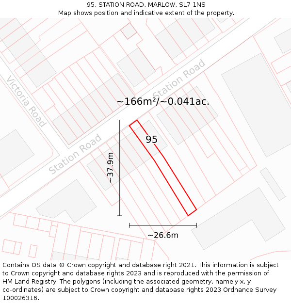 95, STATION ROAD, MARLOW, SL7 1NS: Plot and title map