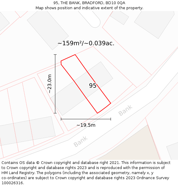 95, THE BANK, BRADFORD, BD10 0QA: Plot and title map