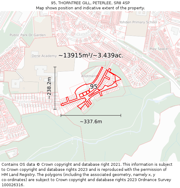 95, THORNTREE GILL, PETERLEE, SR8 4SP: Plot and title map