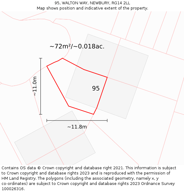 95, WALTON WAY, NEWBURY, RG14 2LL: Plot and title map