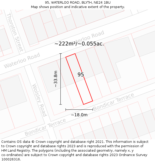 95, WATERLOO ROAD, BLYTH, NE24 1BU: Plot and title map