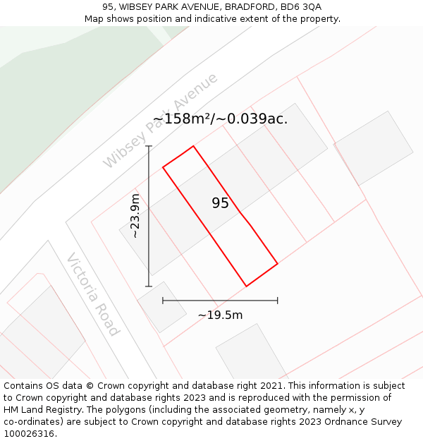 95, WIBSEY PARK AVENUE, BRADFORD, BD6 3QA: Plot and title map