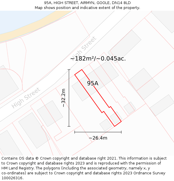 95A, HIGH STREET, AIRMYN, GOOLE, DN14 8LD: Plot and title map