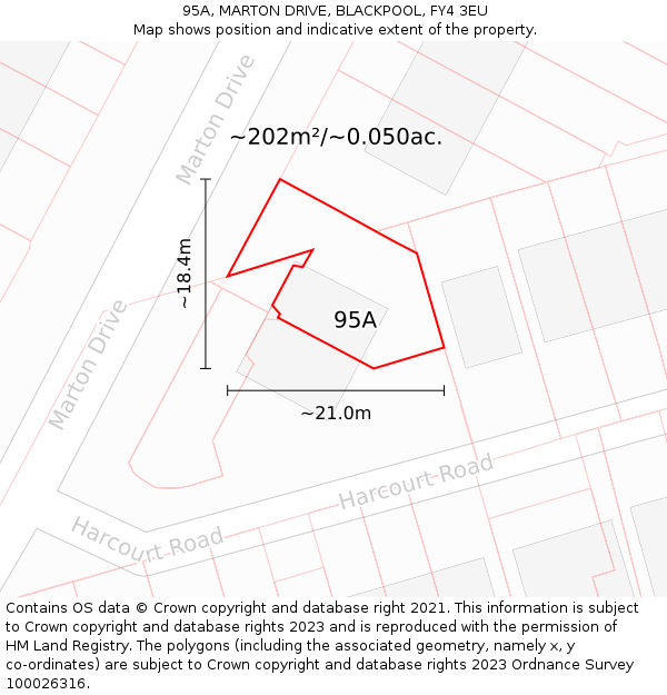 95A, MARTON DRIVE, BLACKPOOL, FY4 3EU: Plot and title map