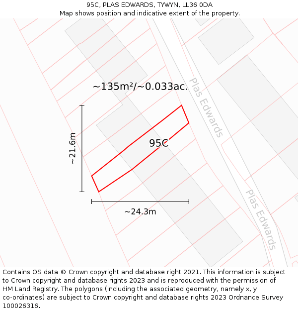 95C, PLAS EDWARDS, TYWYN, LL36 0DA: Plot and title map