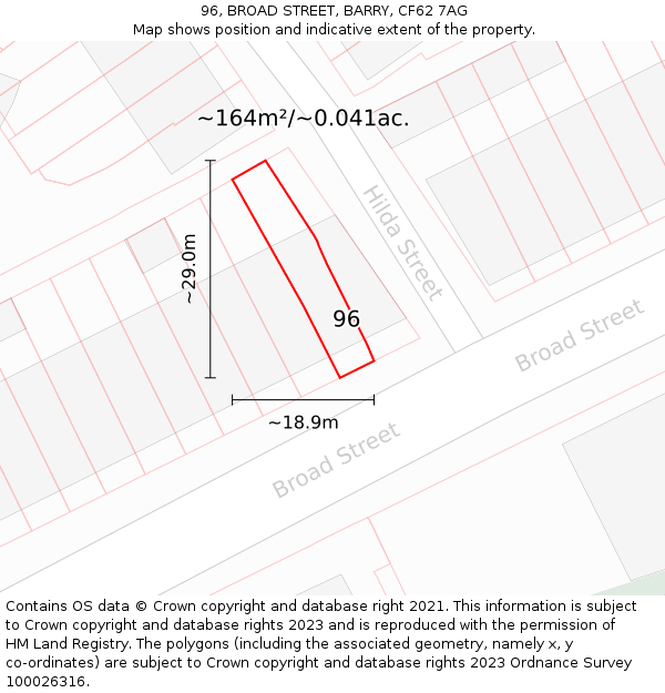 96, BROAD STREET, BARRY, CF62 7AG: Plot and title map