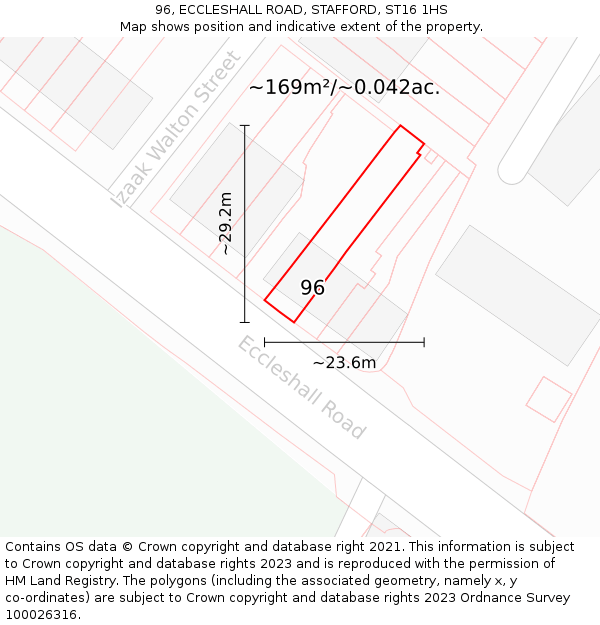 96, ECCLESHALL ROAD, STAFFORD, ST16 1HS: Plot and title map