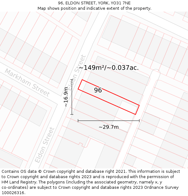 96, ELDON STREET, YORK, YO31 7NE: Plot and title map