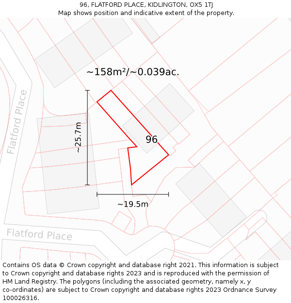 96, FLATFORD PLACE, KIDLINGTON, OX5 1TJ: Plot and title map