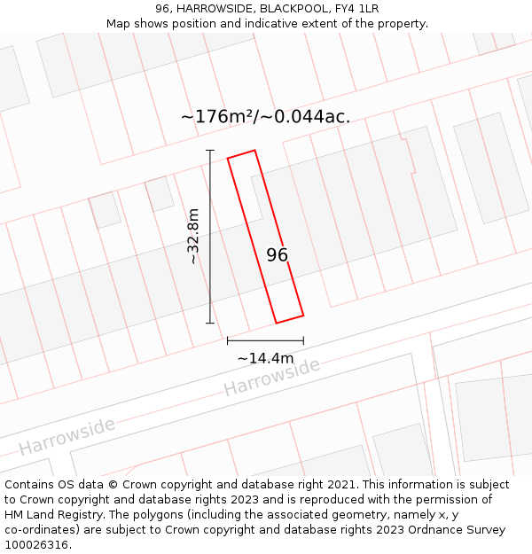 96, HARROWSIDE, BLACKPOOL, FY4 1LR: Plot and title map