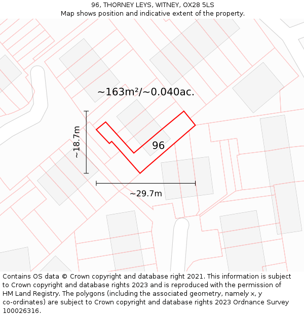 96, THORNEY LEYS, WITNEY, OX28 5LS: Plot and title map