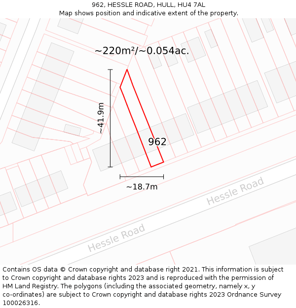 962, HESSLE ROAD, HULL, HU4 7AL: Plot and title map
