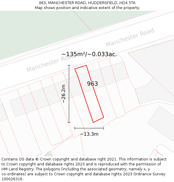 963, MANCHESTER ROAD, HUDDERSFIELD, HD4 5TA: Plot and title map