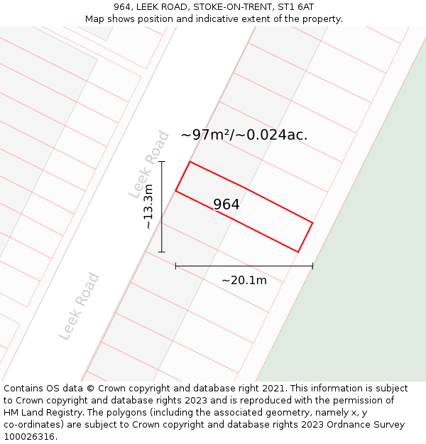 964, LEEK ROAD, STOKE-ON-TRENT, ST1 6AT: Plot and title map