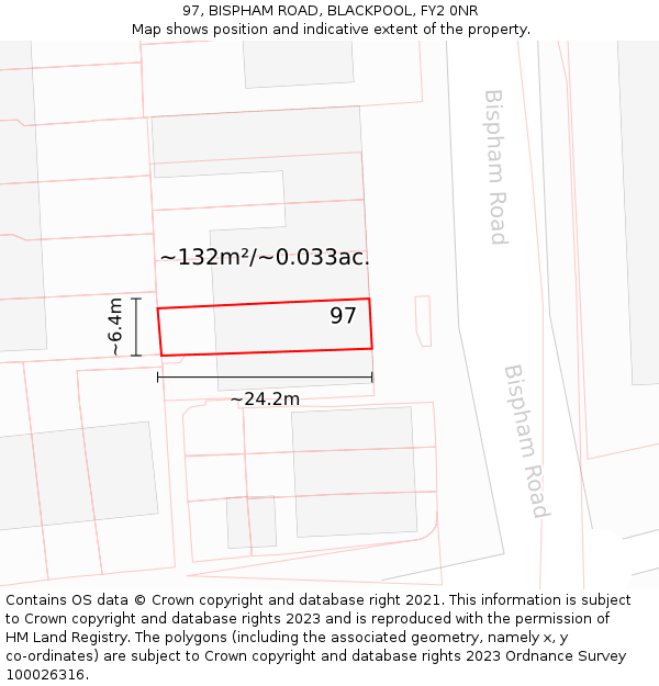 97, BISPHAM ROAD, BLACKPOOL, FY2 0NR: Plot and title map