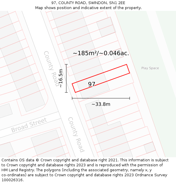 97, COUNTY ROAD, SWINDON, SN1 2EE: Plot and title map