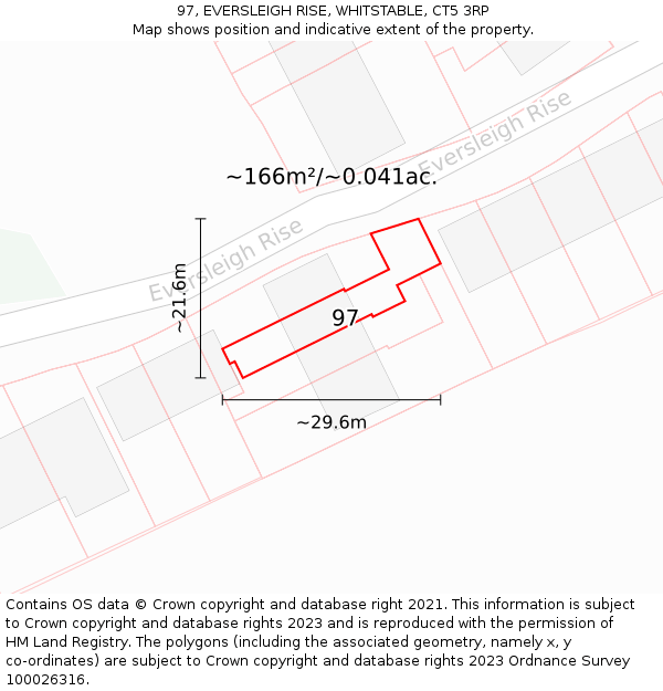 97, EVERSLEIGH RISE, WHITSTABLE, CT5 3RP: Plot and title map