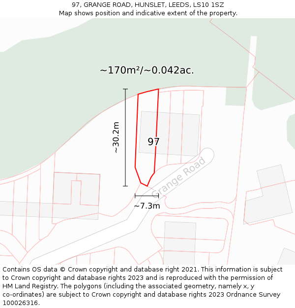 97, GRANGE ROAD, HUNSLET, LEEDS, LS10 1SZ: Plot and title map