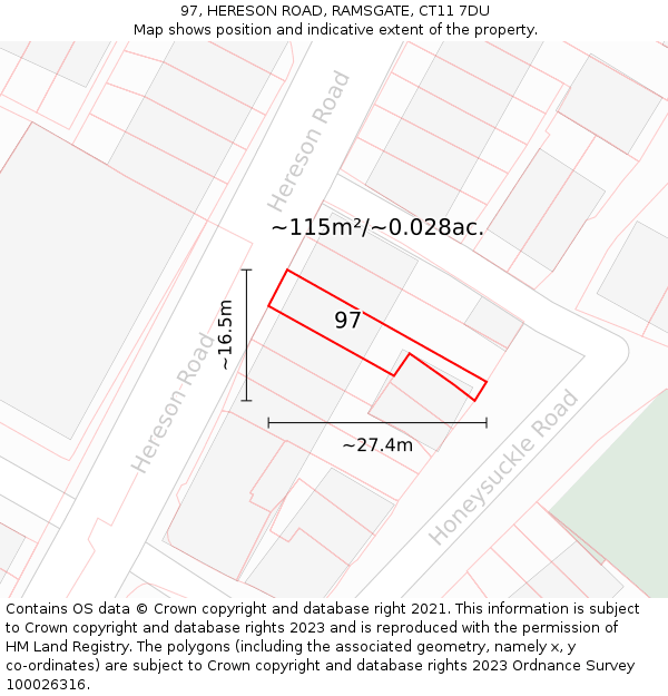 97, HERESON ROAD, RAMSGATE, CT11 7DU: Plot and title map