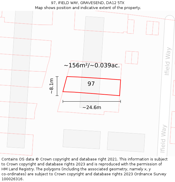 97, IFIELD WAY, GRAVESEND, DA12 5TX: Plot and title map