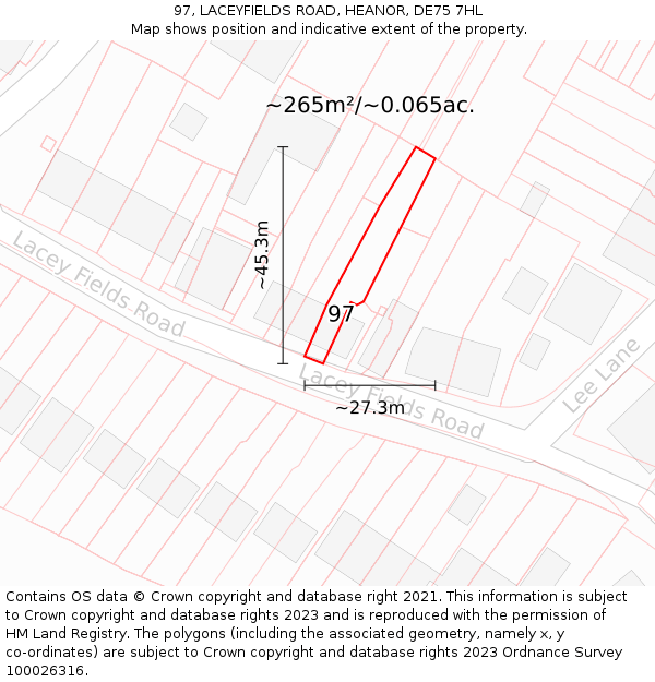 97, LACEYFIELDS ROAD, HEANOR, DE75 7HL: Plot and title map
