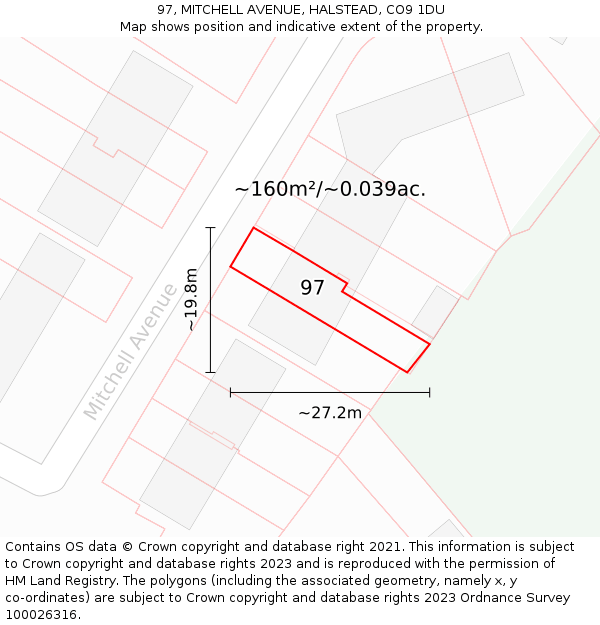 97, MITCHELL AVENUE, HALSTEAD, CO9 1DU: Plot and title map