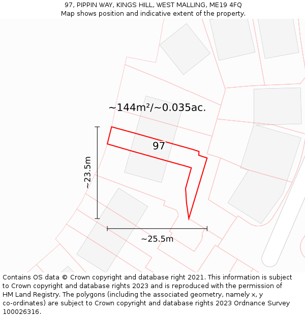 97, PIPPIN WAY, KINGS HILL, WEST MALLING, ME19 4FQ: Plot and title map