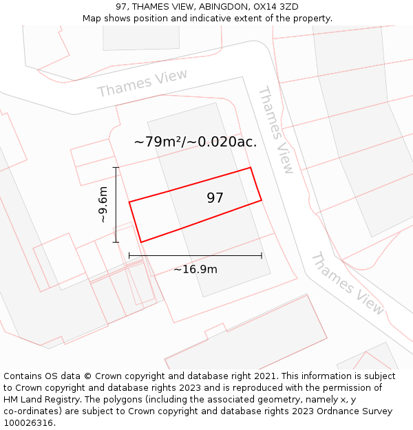 97, THAMES VIEW, ABINGDON, OX14 3ZD: Plot and title map