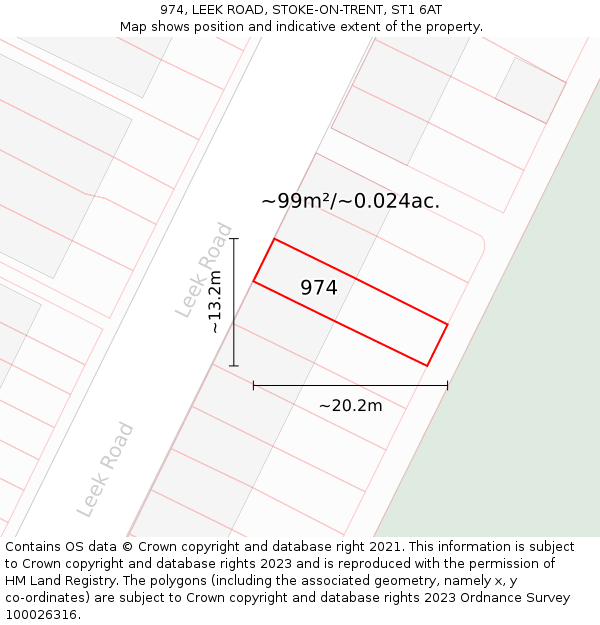 974, LEEK ROAD, STOKE-ON-TRENT, ST1 6AT: Plot and title map