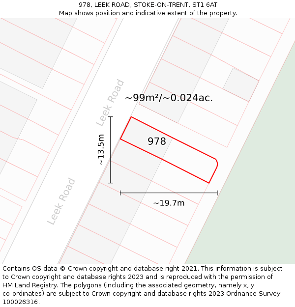 978, LEEK ROAD, STOKE-ON-TRENT, ST1 6AT: Plot and title map