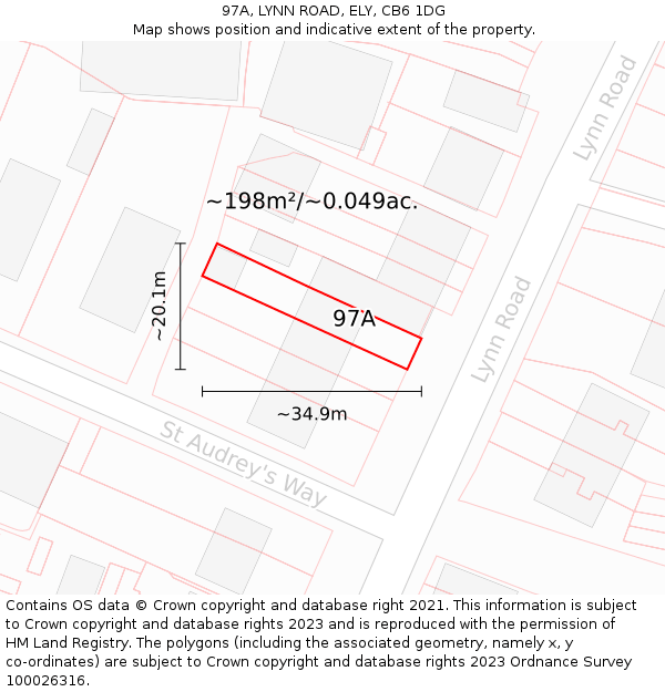97A, LYNN ROAD, ELY, CB6 1DG: Plot and title map