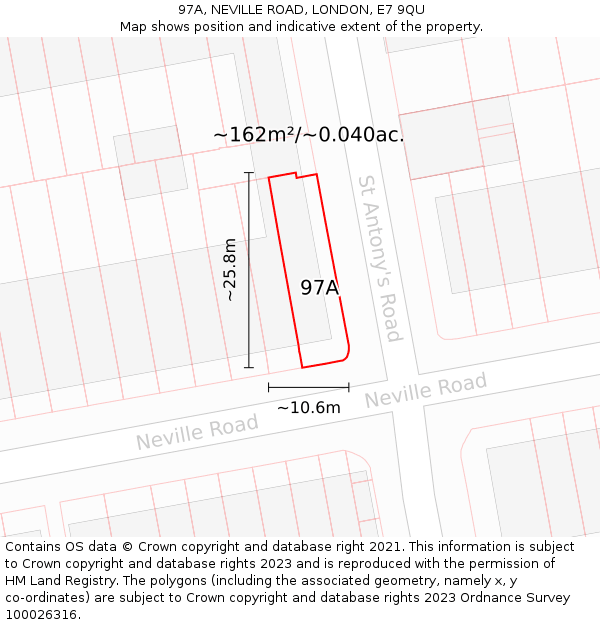 97A, NEVILLE ROAD, LONDON, E7 9QU: Plot and title map
