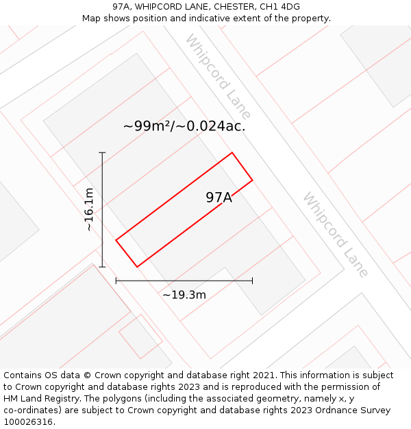 97A, WHIPCORD LANE, CHESTER, CH1 4DG: Plot and title map