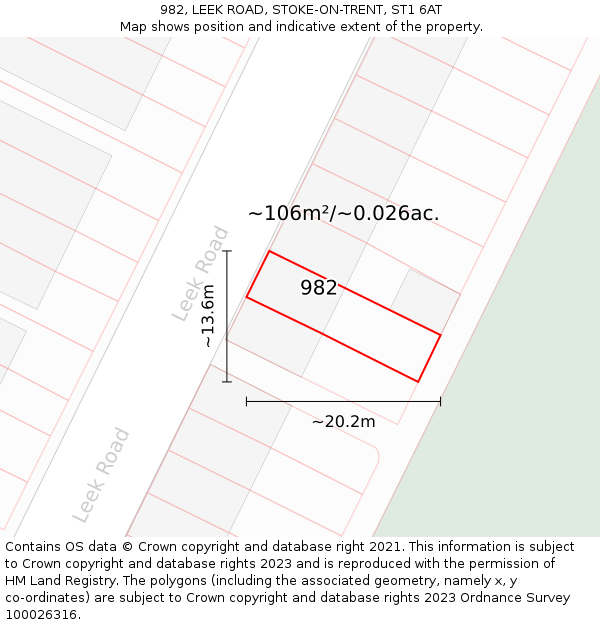 982, LEEK ROAD, STOKE-ON-TRENT, ST1 6AT: Plot and title map
