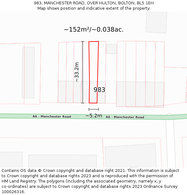 983, MANCHESTER ROAD, OVER HULTON, BOLTON, BL5 1EH: Plot and title map