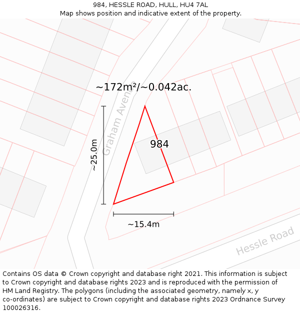 984, HESSLE ROAD, HULL, HU4 7AL: Plot and title map