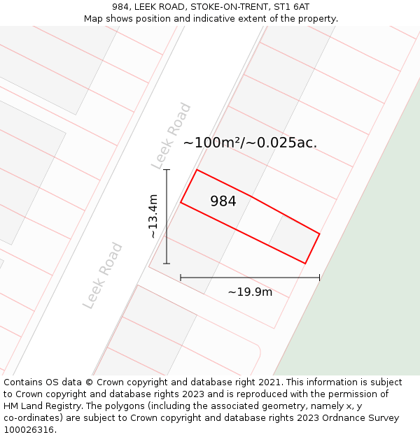 984, LEEK ROAD, STOKE-ON-TRENT, ST1 6AT: Plot and title map
