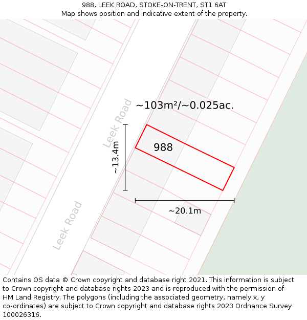988, LEEK ROAD, STOKE-ON-TRENT, ST1 6AT: Plot and title map