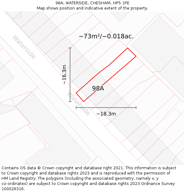 98A, WATERSIDE, CHESHAM, HP5 1PE: Plot and title map