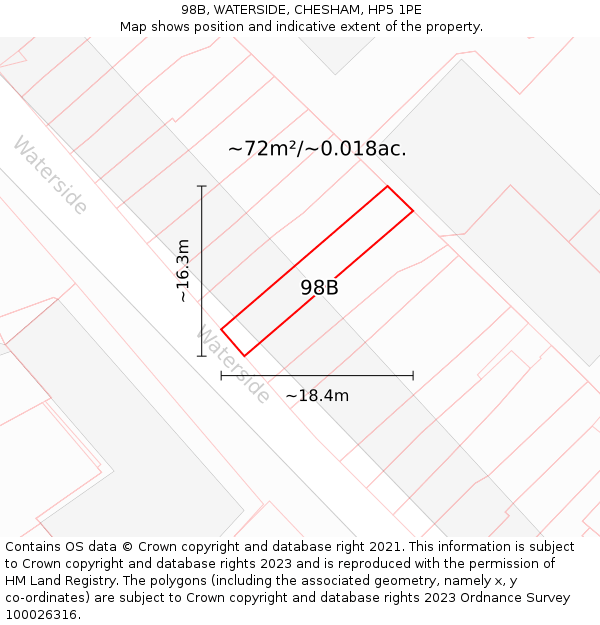 98B, WATERSIDE, CHESHAM, HP5 1PE: Plot and title map
