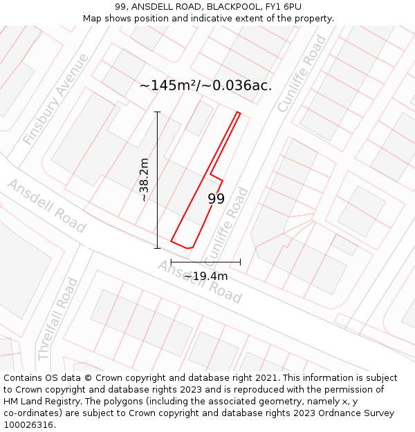 99, ANSDELL ROAD, BLACKPOOL, FY1 6PU: Plot and title map