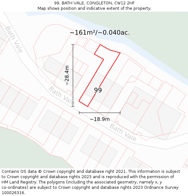 99, BATH VALE, CONGLETON, CW12 2HF: Plot and title map