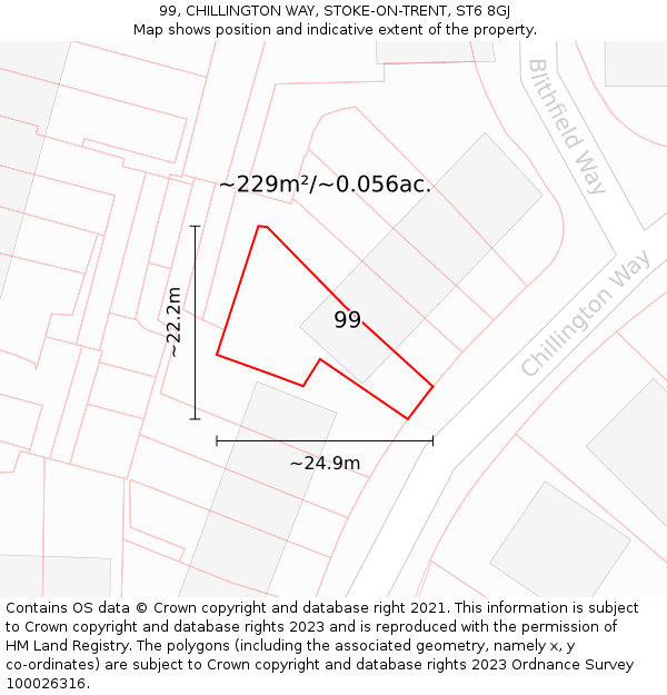 99, CHILLINGTON WAY, STOKE-ON-TRENT, ST6 8GJ: Plot and title map